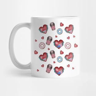 Hearts and Coffee in a paper cup Mug